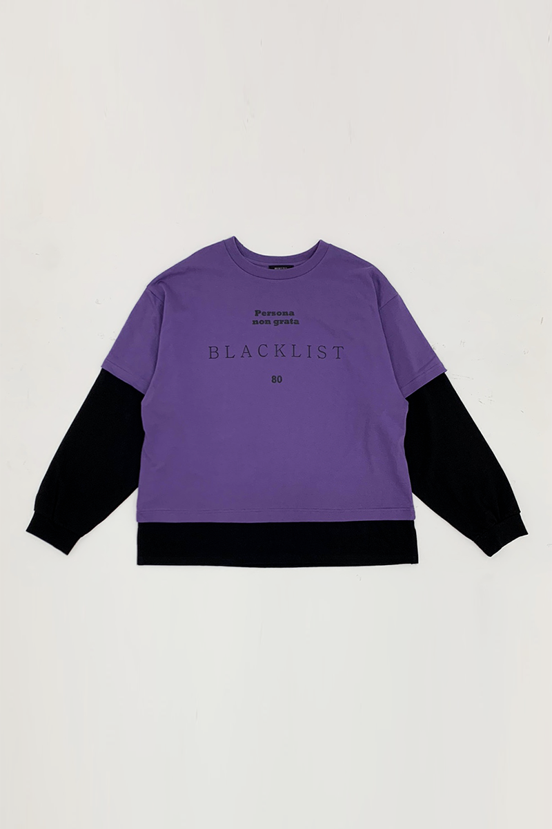 [40%]Blacklist lettering Layered tee  (Purple/Black)