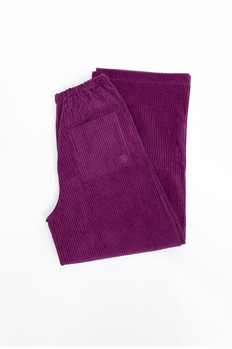 Corduroy pants (grape-purple)
