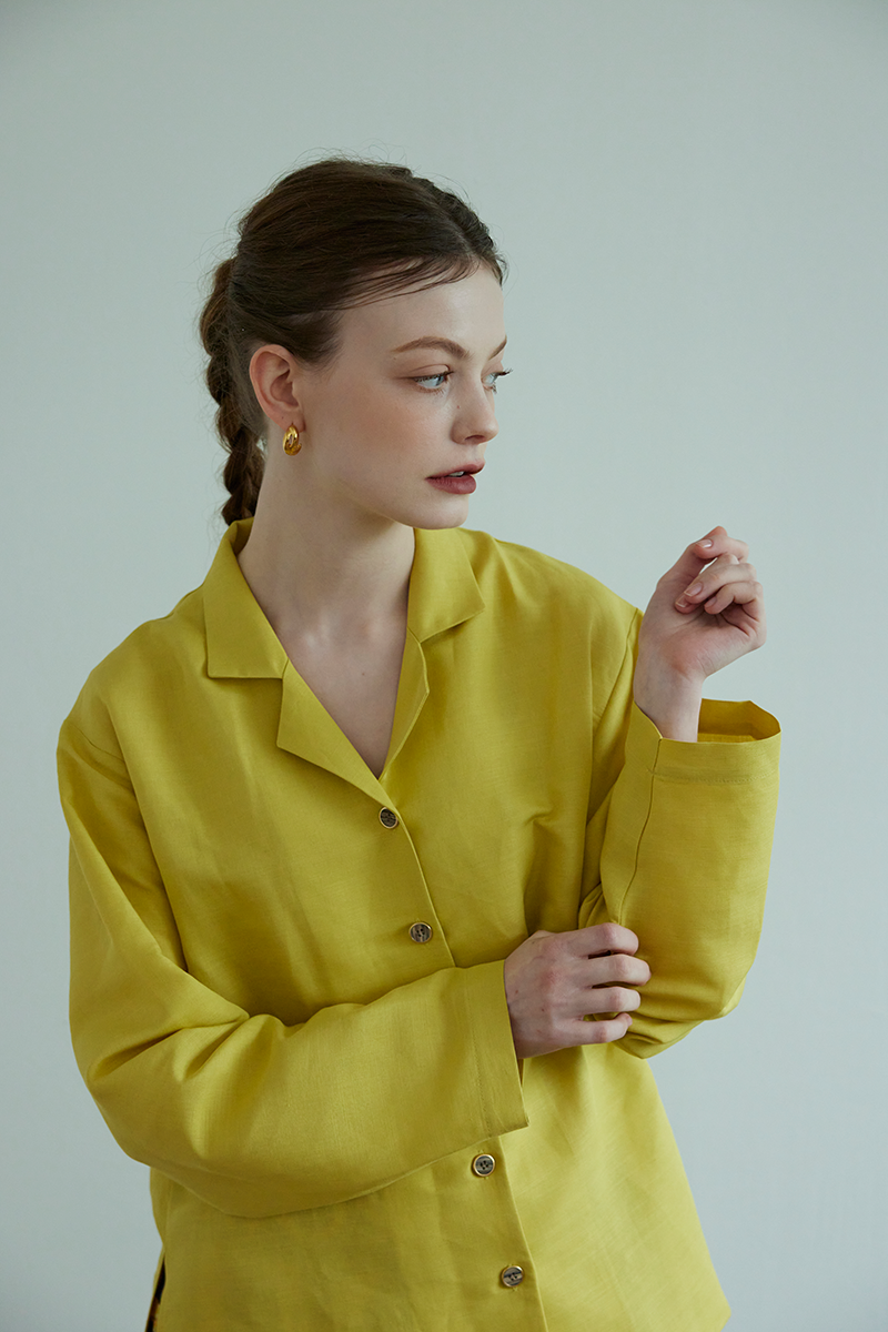 linen collar blouse (yellow)