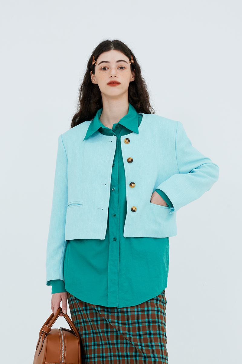 [60%]Color Short Tweed Jacket (Mint)