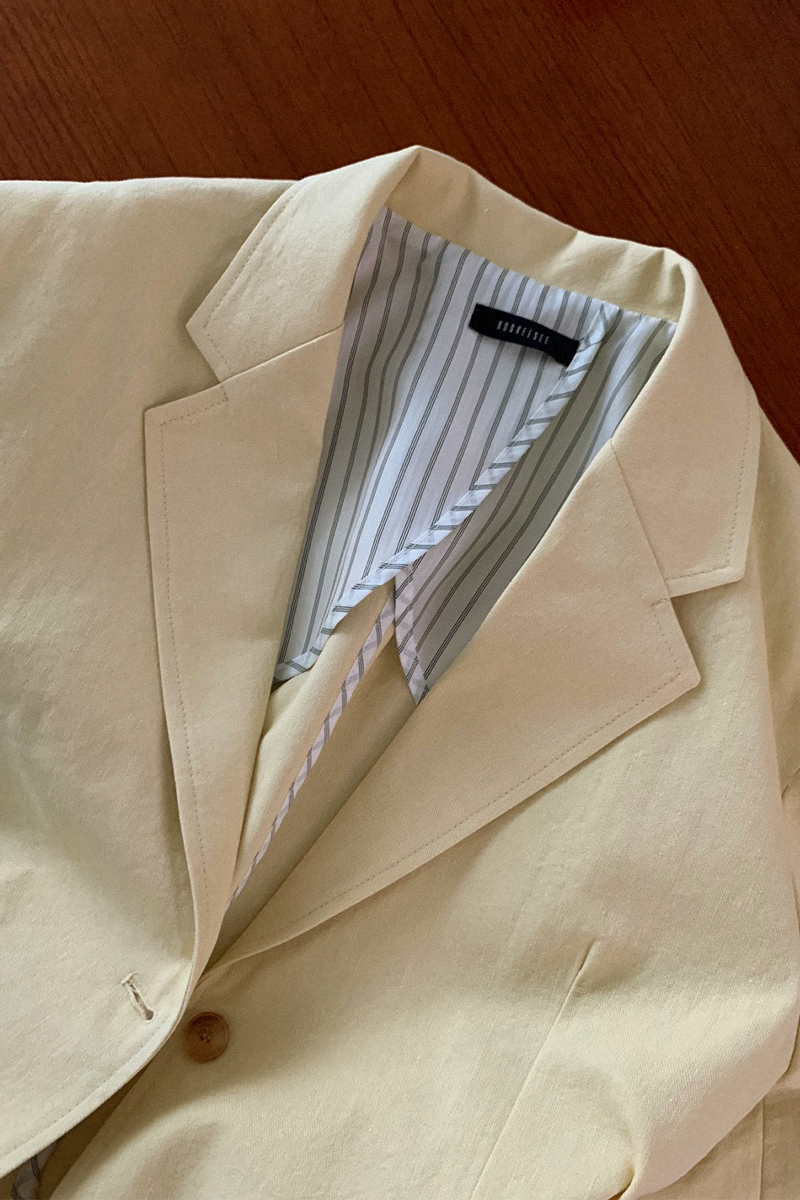 Oversized Linen Cotton Jacket (Yellow)