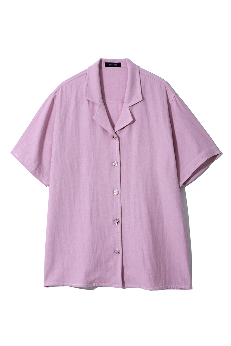 Oxford Linen Collar Shirt(Lavender Pink)