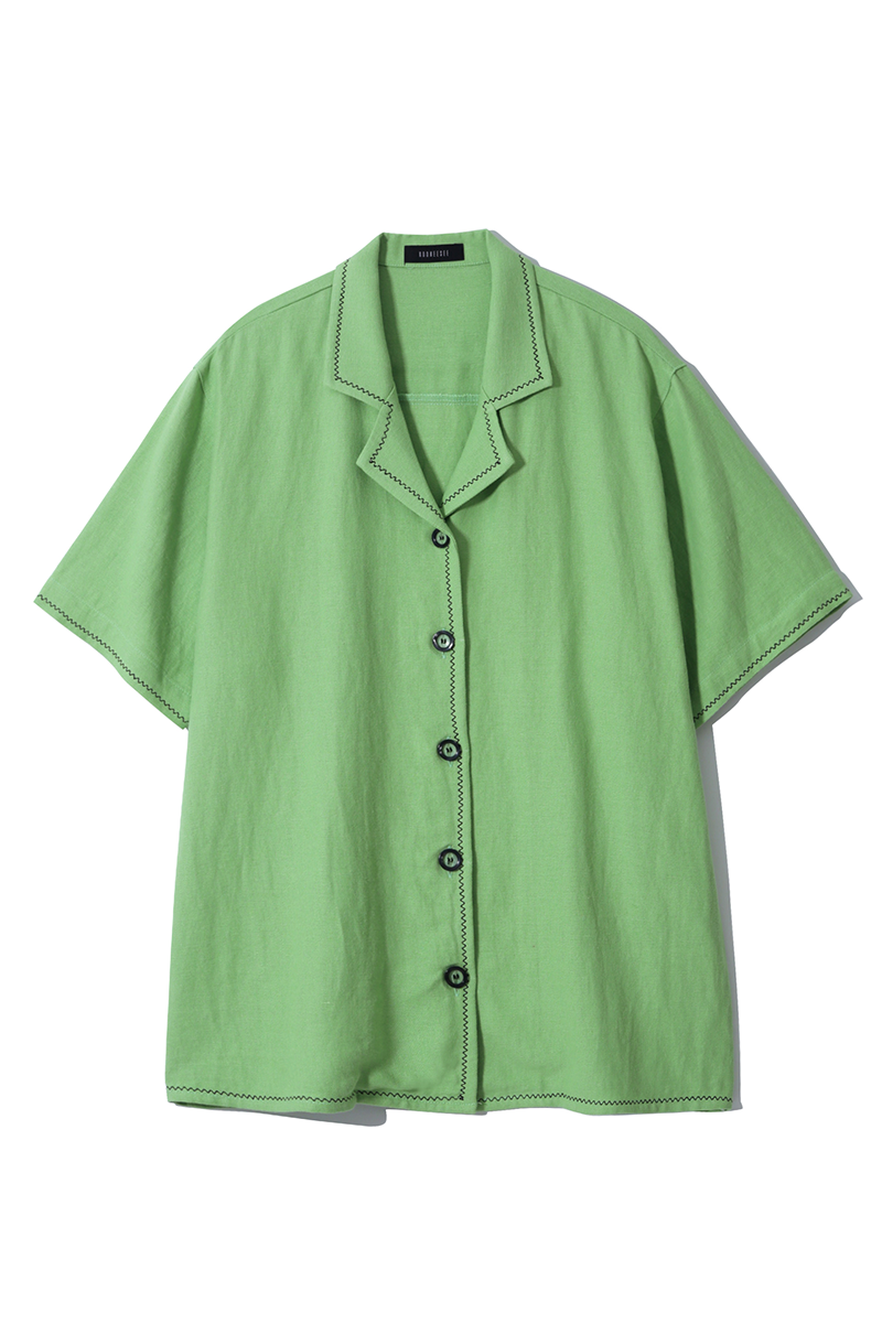 [3차입고완료]Oxford Linen Collar Shirt(Yellowish-green)