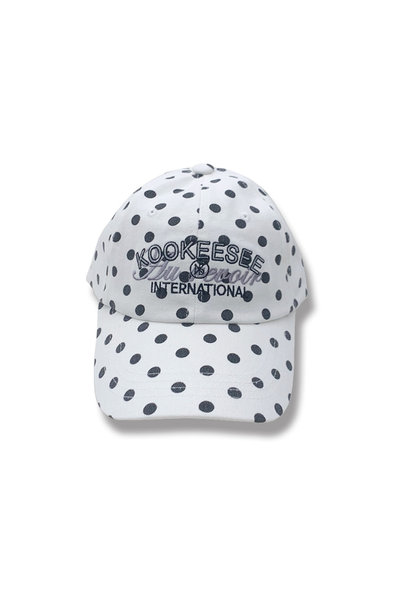 vintage washing dot ball cap (White)